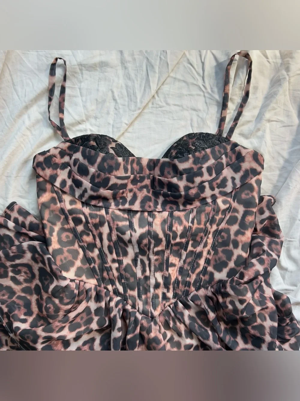 Leopard Print Ruffled Maxi Dress for Girls - Brown